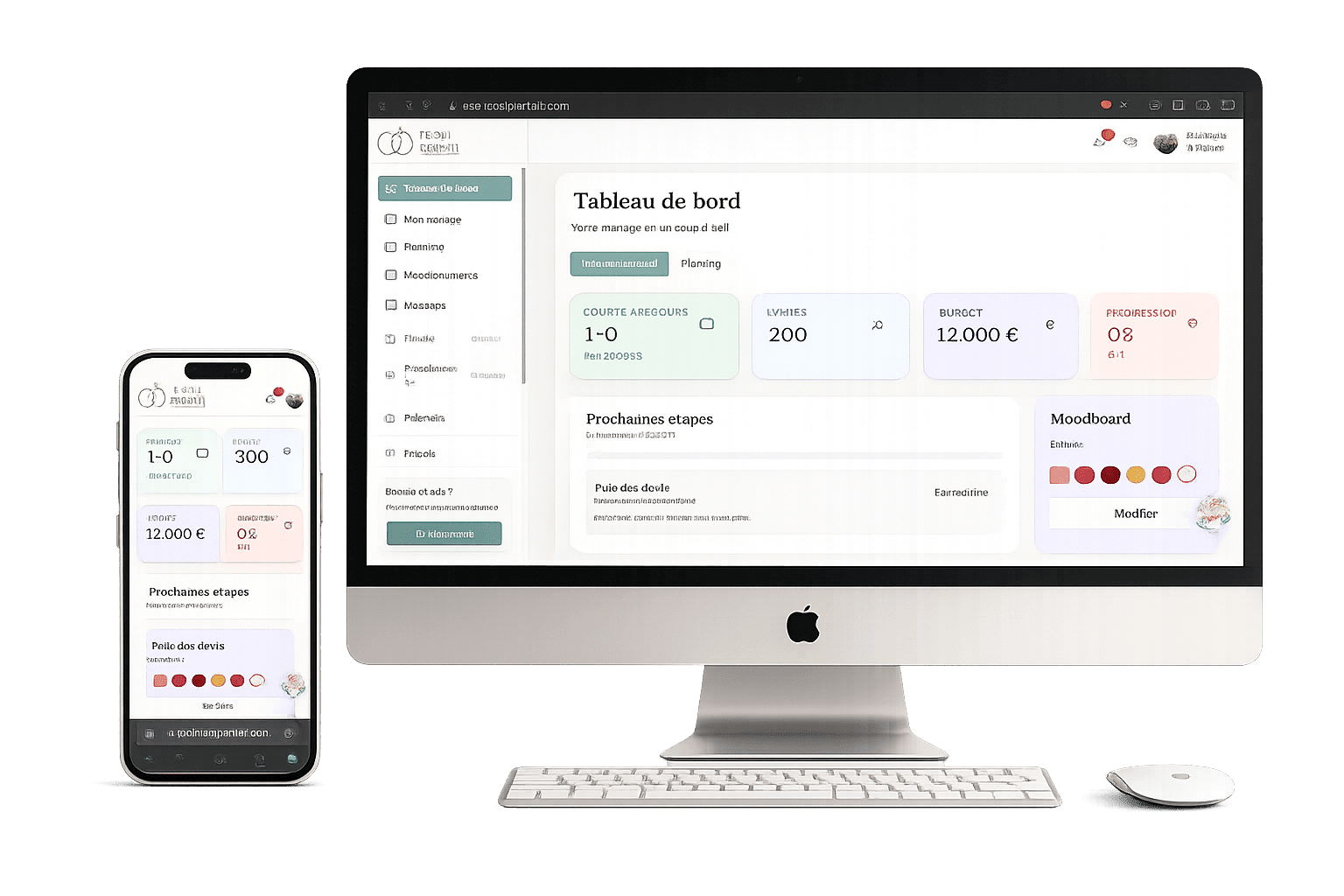 Mockup de la web app Le Oui Parfait